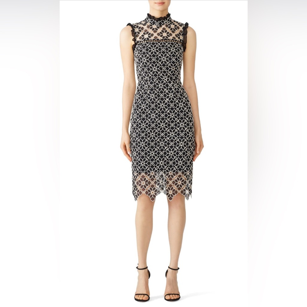 Monique Lhuillier Black and White Lace Dress